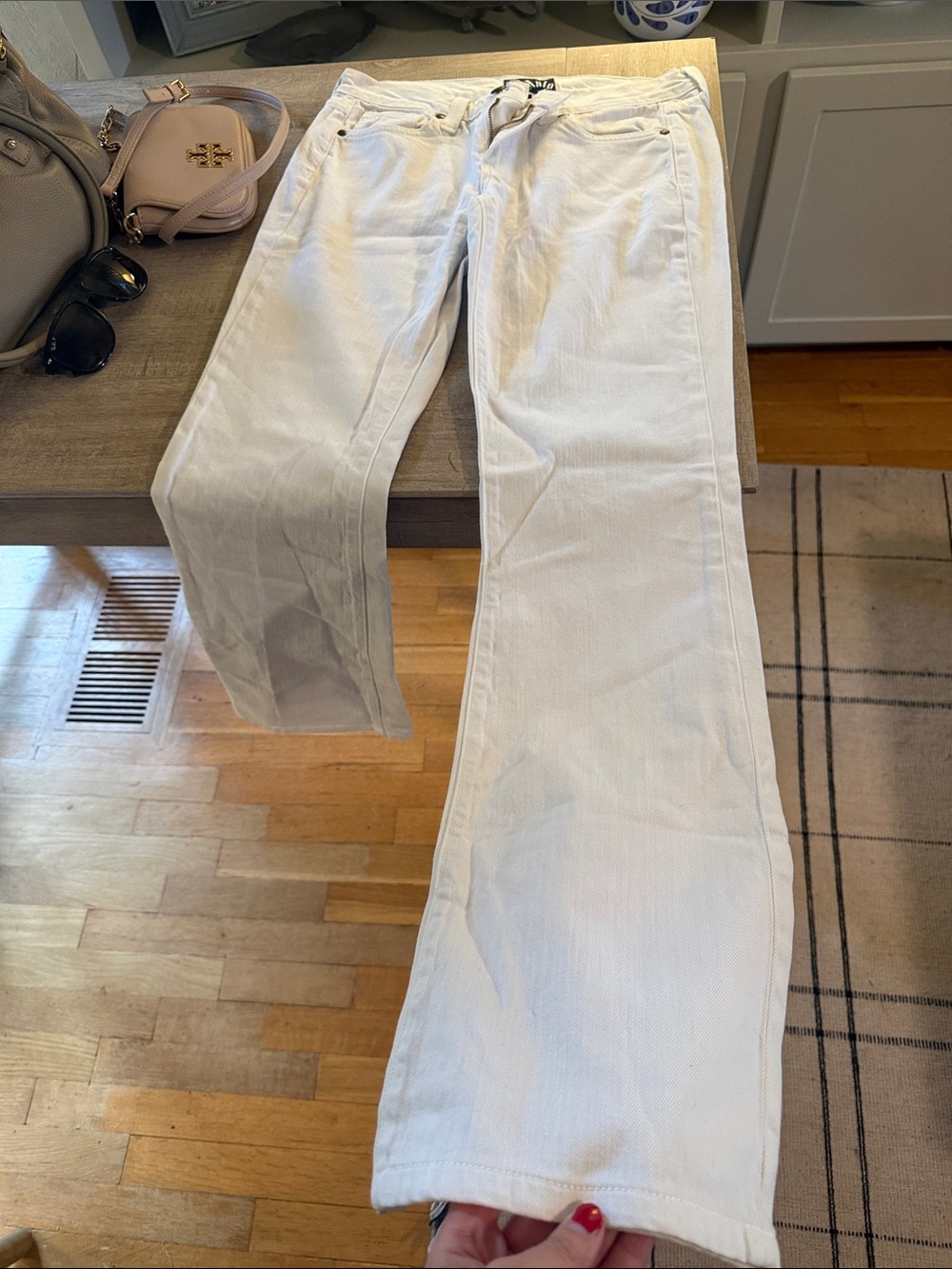 Anlo White Straight-Leg Cotton Pants